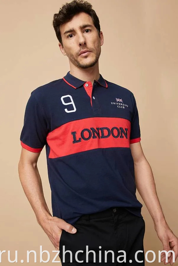 Mens Classic Contrast Block Polo